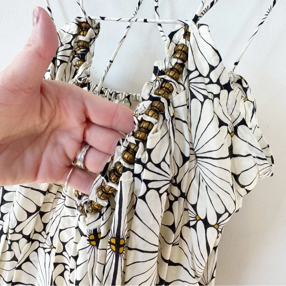 NWT Anthropologie Parrott Paints Kenzie Daisy Beaded Coverup Dress XSP